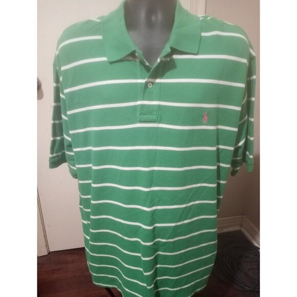 Polo Ralph Lauren Other - Polo Ralph Lauren Men's Size XXL BIG 2xb Shirt Green White Stripe Golf Pony y2k